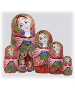 Russian Beauty Nesting Doll - 8&quot; w/ 7 Pieces - £136.22 GBP