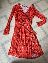 Old Navy Women&#39;s Large Coral Orange SAILBOAT Boat Faux Wrap Dress Long Sleeve - £25.23 GBP