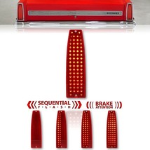 Red LED All in One Sequential Tail Brake Light Lens Each For 66 67 Chevy II Nova - £67.63 GBP