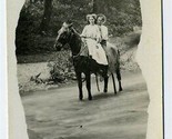 Woman and a Man on a Horse Real Photo Studio Postcard - $13.86