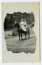 Woman and a Man on a Horse Real Photo Studio Postcard - £10.90 GBP