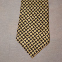 Geometric Floral Yellow Black Tie Necktie 54&quot; Hickok Made U.S.A. Flowers - $12.99