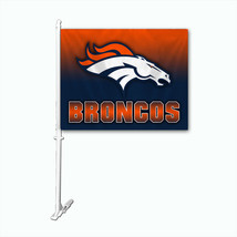 NFL Denver Broncos Logo and Name on Ombre Design Window Car Flag by Fremont Die - £15.72 GBP