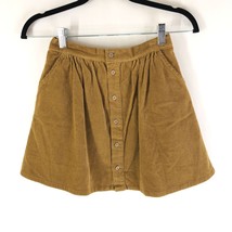 Rylee + Cru Girls Button Front Mini Skirt Corduroy Goldenrod Yellow 10-12Y - £19.18 GBP