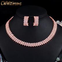 CWWZircons 5 Layers Gorgeous Cubic Zirconia Paved Rose Gold Color Women Round Bi - £62.33 GBP