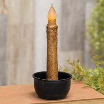 2 New Black metal Candle Holders with Timer Candles image 2