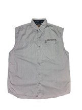 Vtg Harley Davidson Sleeveless Gray Vest Zip Pocket Sz L Button Up  Moto... - £20.09 GBP