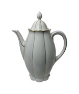 Vintage Coffee Tea Pot Kahala Bavarian Porcelain White gold Trim Ruffled... - $89.51 CAD
