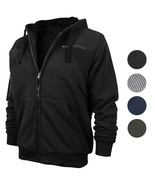 Men&#39;s Quilted Moto Sherpa Fleece Lined Zip Up Hoodie Jacket - $35.64