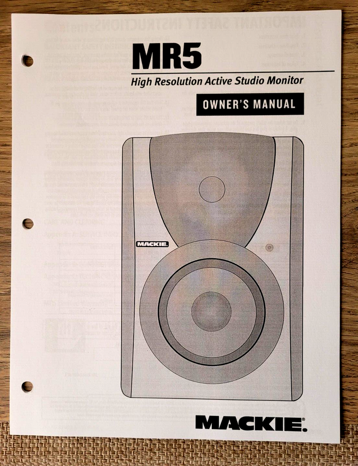 Copy of Owners Manual for Mackie MR5 High Resolution Active Studio Monitor  			