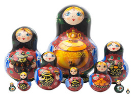 Samovar Tea Time Nesting Doll - 5&quot; w/ 10 Pieces - £191.84 GBP