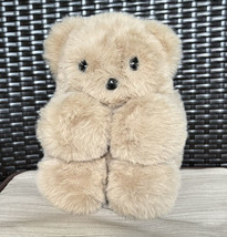 Teddybear Plush Purse Backpack Zipper Bag Gold Chain Stuffed Animal Tan Bear - £19.45 GBP