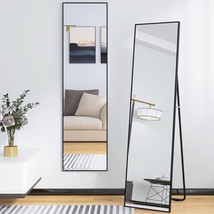 Beauty4U 59&quot; X 16&quot; Tall Full Length Mirror with Stand, Black Wall Mounting Full  - £77.13 GBP