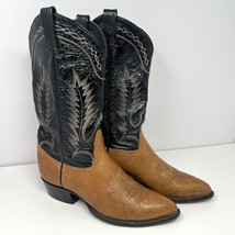 Vintage Tony Lama 5053 Men’s Cowboy Western Boot Sz 8.5D Two Tone Black Tan - $69.25