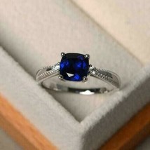 925 Sterling Silver Handmade Certified 6 Ct Blue Sapphire Cluster Ring For Her - £51.98 GBP