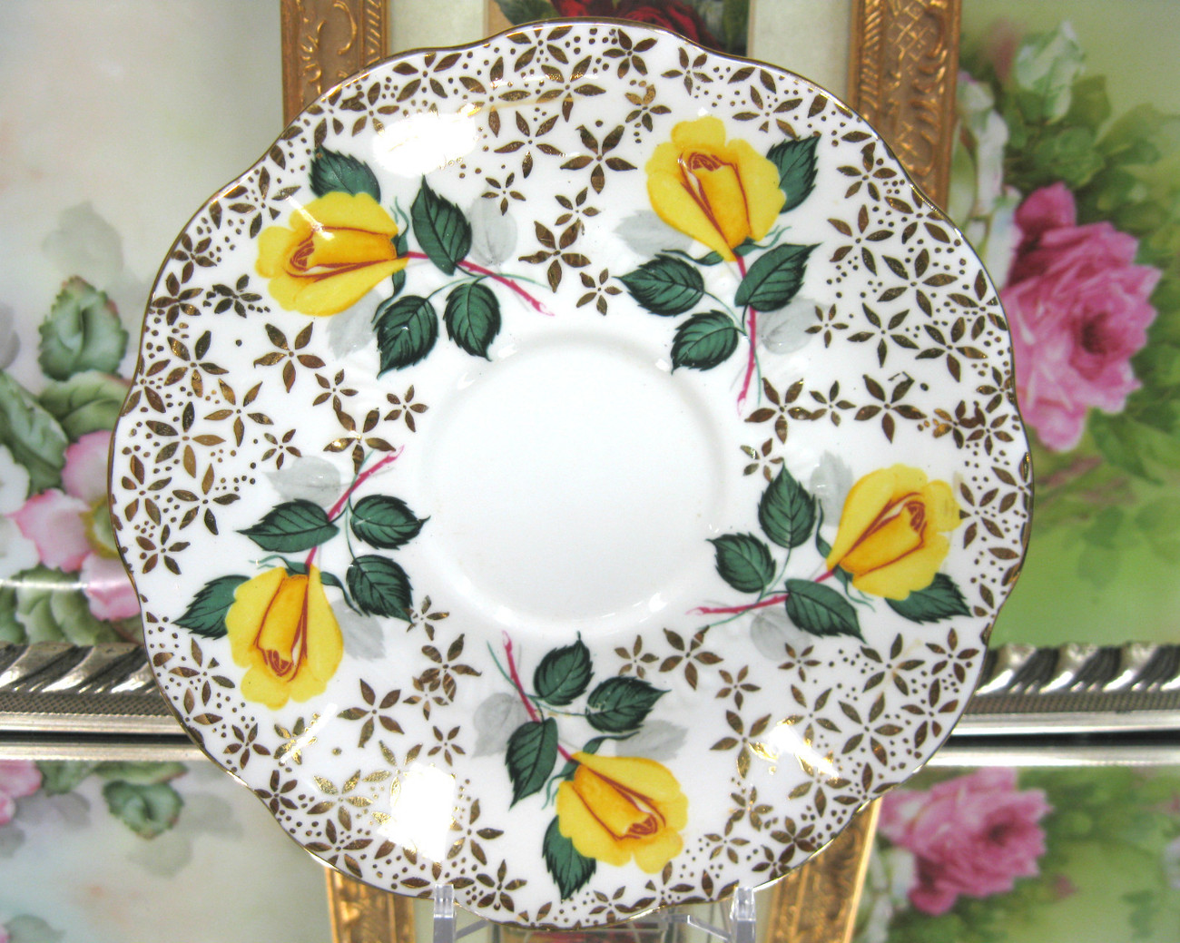 ROYAL ALBERT CHINTZ  LYRIC  YELLOW ROSES  Orphan SAUCER ONLY  - $22.83