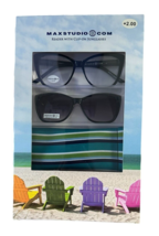Max Studio Reader With Clip-on Sunglasses &amp; Protective Case +2.00 - £15.81 GBP