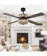 52&quot;W April Oil Rubbed Bronze 4-Blade Ceiling Fan with crystal light - $325.59