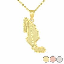 10k Real Solid Yellow Gold Mexico Map Pendant Necklace - £105.41 GBP+