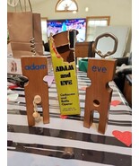 1975 Vintage Wooden Adam &amp; Eve Bottle &amp; Wine Opener Corkscrew Mid Centur... - $31.94 CAD