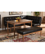 Mabel Dark Brown Faux Leather Upholstered 4Pc Wood Dining Nook Set - €1.064,62 EUR