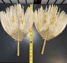 Lot Of 2 Feather Fans Taxidermy, Oddity, Decoration Vintage Feather Fans 16x10 - £20.72 GBP