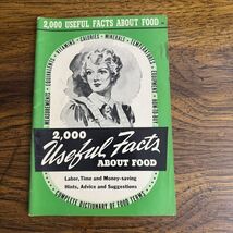 Vintage 2000 Useful Facts About Food Culinary Arts Institute 1941 Booklet - $19.99