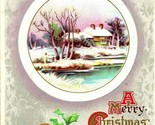 Vtg Postcard 1910 A Merry Christmas To You Cabin Holly Embossed John Win... - $7.91