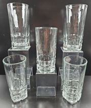 5 Libbey Squire Cooler Glasses Set Clear Vertical Cut Heavy Drinking Tum... - £54.34 GBP