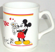 Walt Disney Productions Mickey Minnie  Mouse Coffee Mug Vintage GEORGE Cup - £20.06 GBP