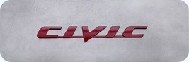 HONDA CIVIC 3D Red Script Mini  Plate  4&quot; x 12&quot;- Self Adhesive - $38.61