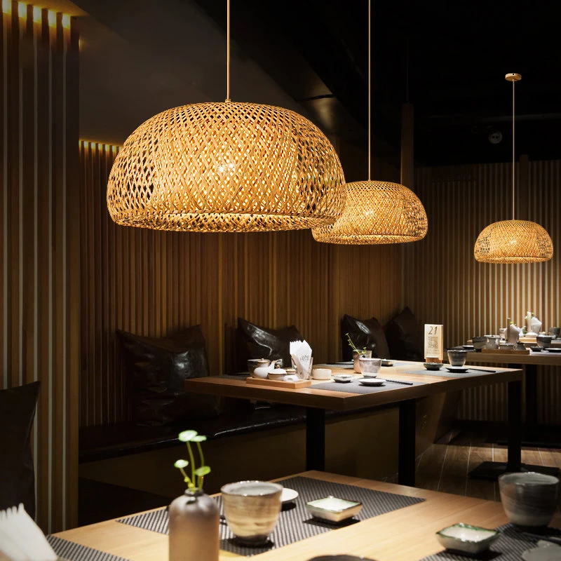 Classical Bamboo Weaving Chandelier Lamp Handmade Pendant Light Hanging LED - $28.78+