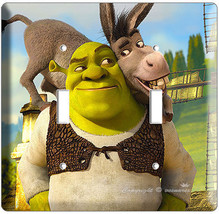 Shrek And Donkey Double Light Switch Wallplate Cover Children Bedroom Decoration - £18.18 GBP