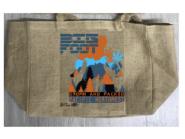 BIGFOOT BURLAP TOTE BAG marijuana pot #945 PACIFIC NORTHWEST sasquatch - $27.25