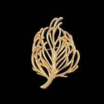 VTG Monet Gold Brooch Leaf Tree Branch Tumbleweed Goldtone Signed 3x2 Inchs - £19.38 GBP