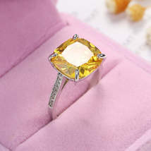 Yellow Princess Crystal &amp; Cubic Zirconia Silver-Plated Prong-Set Ring - £10.35 GBP