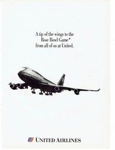 United Airlines Print Ad Airplane Aviation Rose Bowl 8.5&quot; x 11&quot; - $19.40