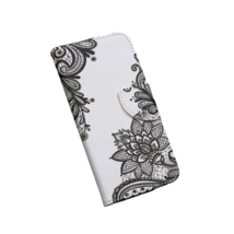 Anymob Samsung Case White And Black Flower Cartoon Flip Leather Wallet Case - £22.67 GBP