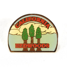 Vintage Enamel pin California Redwoods travel hat lapel pin Souvenir Clouds Tree - £13.65 GBP