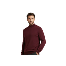 Men's Sweater Knit By BRANGO Turkey Mock Neck Cotton Blend 21050 Burgundy image 3