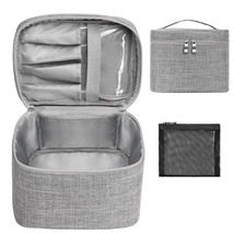 Makeup Bag Travel Cosmetic Bag Case Organizer Pouch with Mesh Bag Brush Holder - £10.85 GBP