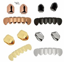 Custom Fit 2pc Single Top + Bottom Teeth Set Gold Plated Grillz - £7.15 GBP