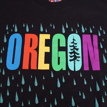 Vintage Oregon Graphic T-shirt Sz S Black Made in USA Rain Drop Rasta Co... - £15.12 GBP