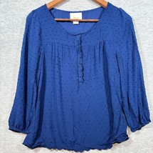 Maeve Womens Blue Textured Swiss Dot Blouse Size US 8  Rayon - $275.58 MXN