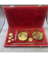 Vintage Brass Balance Scale Set with Weights in Red Case - Preowned Coll... - $48.83 CAD