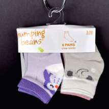 Jumping Beans Baby Crew Socks Cotton Blend Size 3-12 Months 6-Pairs - NEW - £4.58 GBP