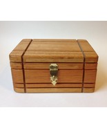 Brown Carved Wood Jewelry Trinket Box Treasure Keepsake Mid Century Hing... - £22.01 GBP