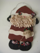   106CC- Santa w/beard burlap bag Wood Hanging Santa Sign - £23.66 GBP