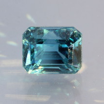 Windex Blue Zircon Rectangular Octagon Cambodian Sparkling Gemstone 4.66 carat - £192.40 GBP