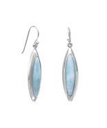 Rhodium Plated Marquise Larimar Earrings - $258.72 CAD